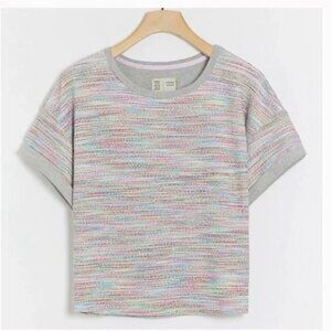 Anthropologie Saturday Sunday Space Dye‎ Boxy Cropped Knit Tee, size S. L2